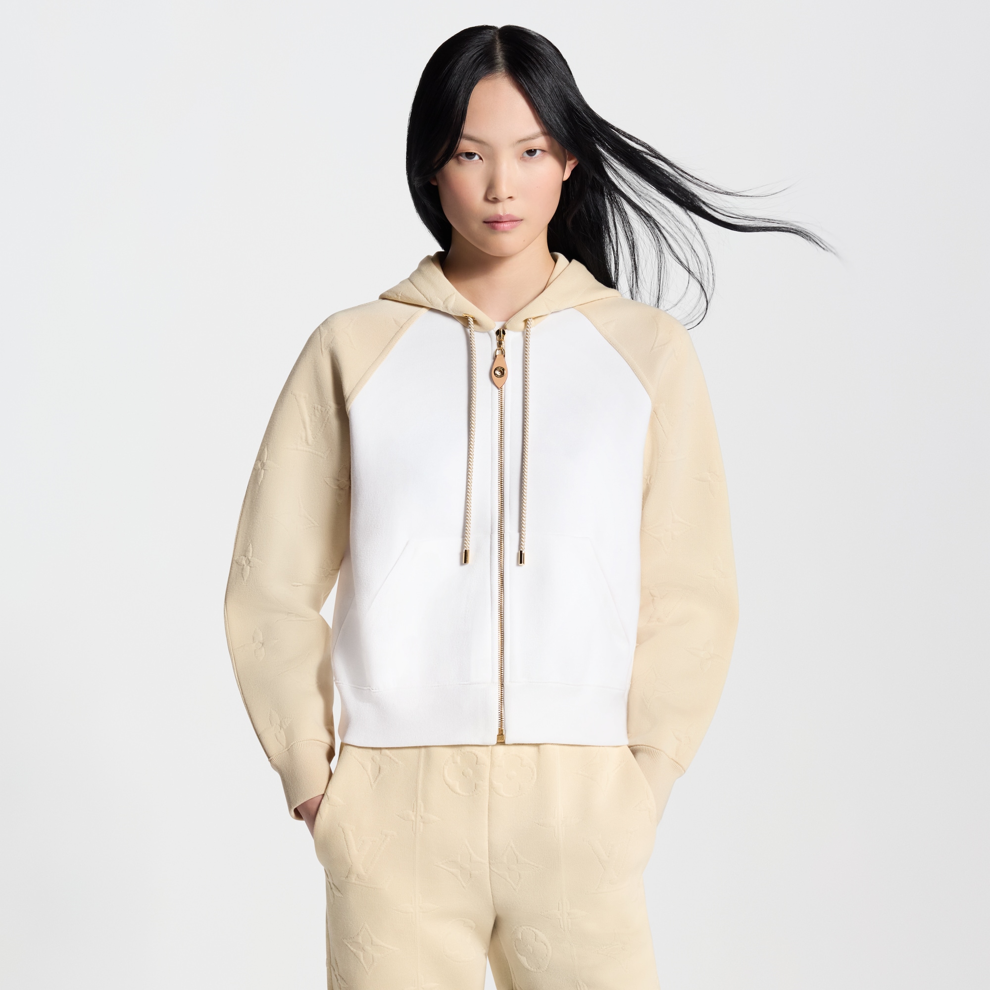 LOUIS VUITTON クリーム色 ジップアップスウェット Color-Blocked Zip-Up Hoodie - Ready-to-Wear | LOUIS VUITTON